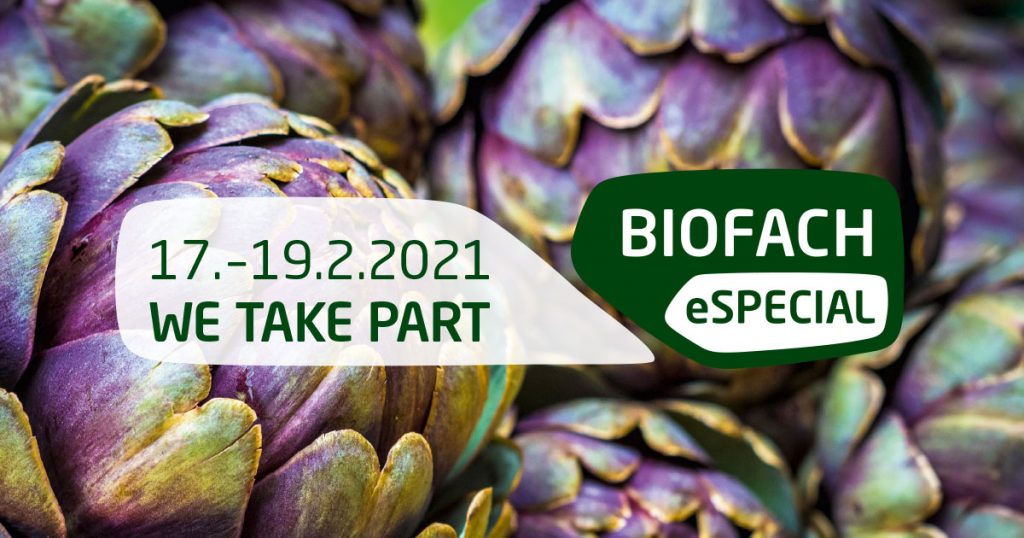 Stand nacional polaco en la feria electrónica de alimentos orgánicos Biofach 2021 en Alemania